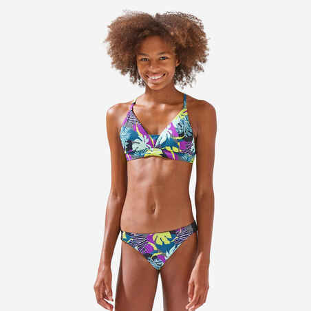 GIRL'S SURFING SWIMSUIT TRIANGLE TOP LIZY 500 BLACK