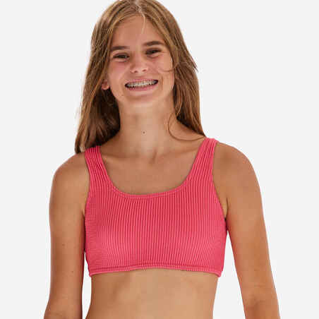 GIRL'S LANA TEXTURED SWIMSUIT CROP TOP 500 LAVENDER