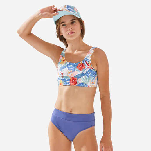 
      GIRL'S HIGH-WAISTED BAO SWIMSUIT BOTTOMS 500 BLUE
  