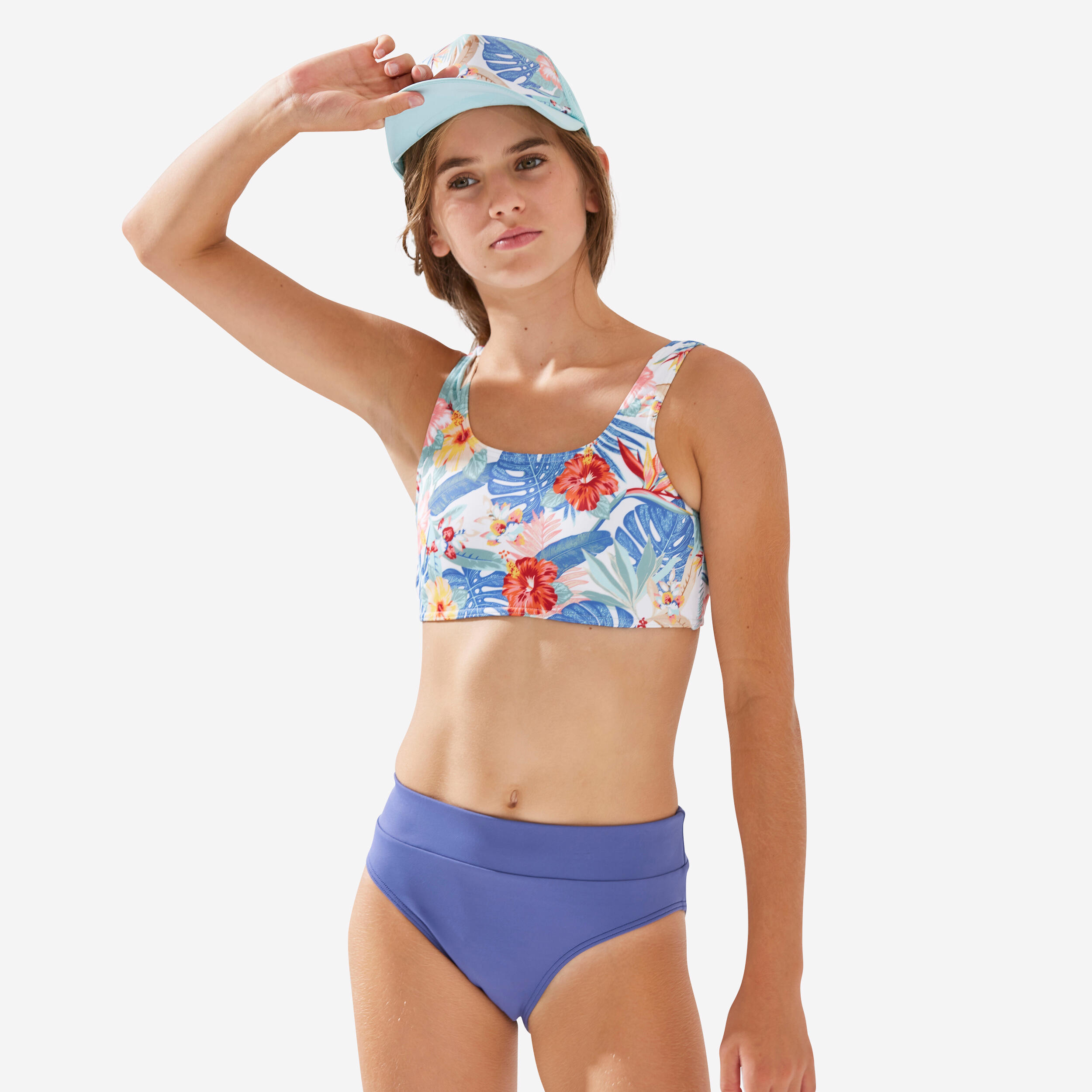 HAUT DE MAILLOT DE BAIN BRASSIERE LANA FILLE 500 GLORY WHITE 4/6