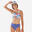 Bikinibroekje voor surfen hoge taille meisjes BAO 500 blauw