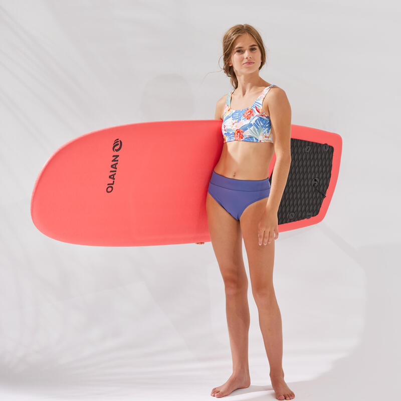 Bikinibroekje voor surfen hoge taille meisjes BAO 500 blauw