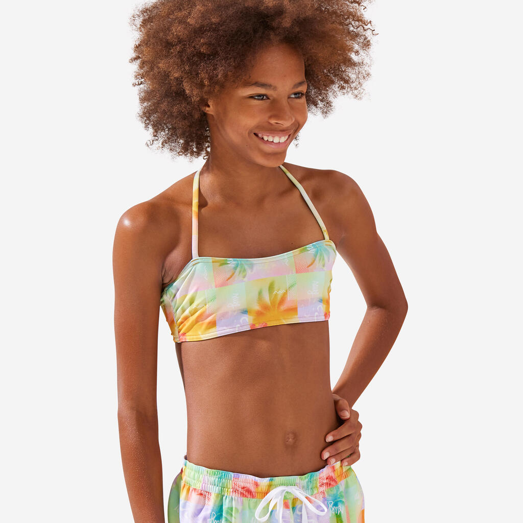 Boardshorts Mädchen - 100 Katy Rainbow Stripes türkis