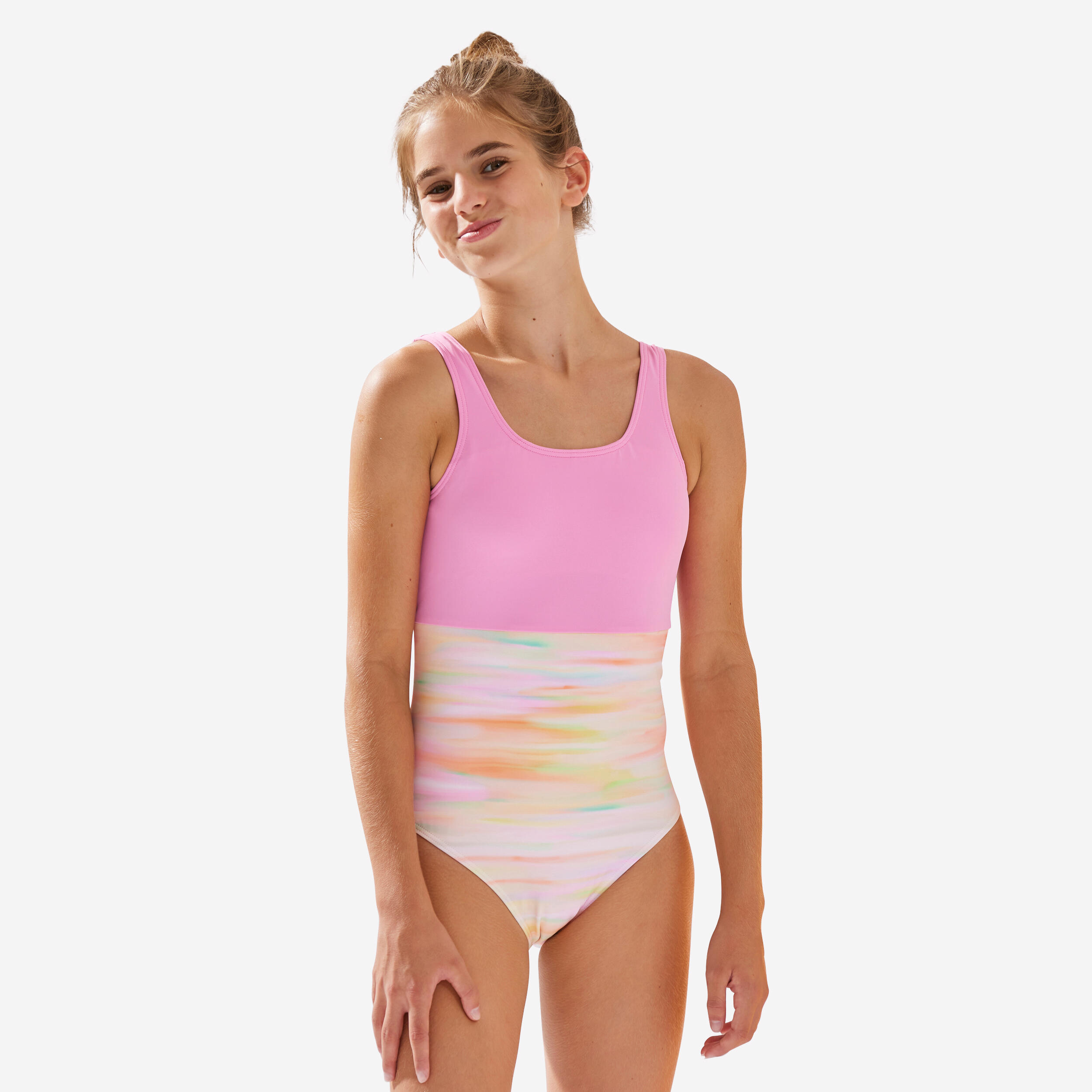 GIRL S ONE PIECE SWIMSUIT 500 FUCHSIA