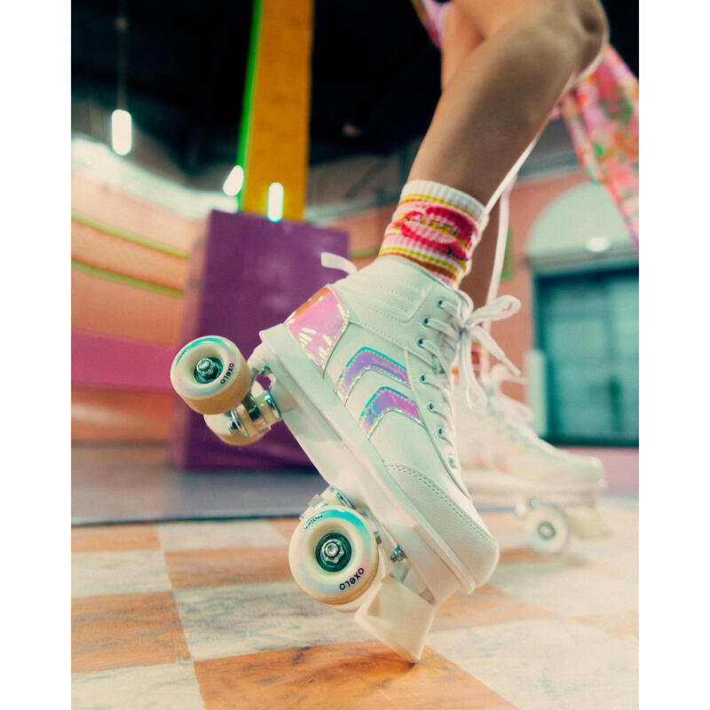 100 JR Quad Roller Skates - White Holographic
