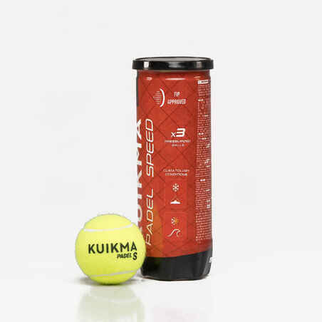 Pressurised Padel Balls Kuikma PB Speed - Pack of 3