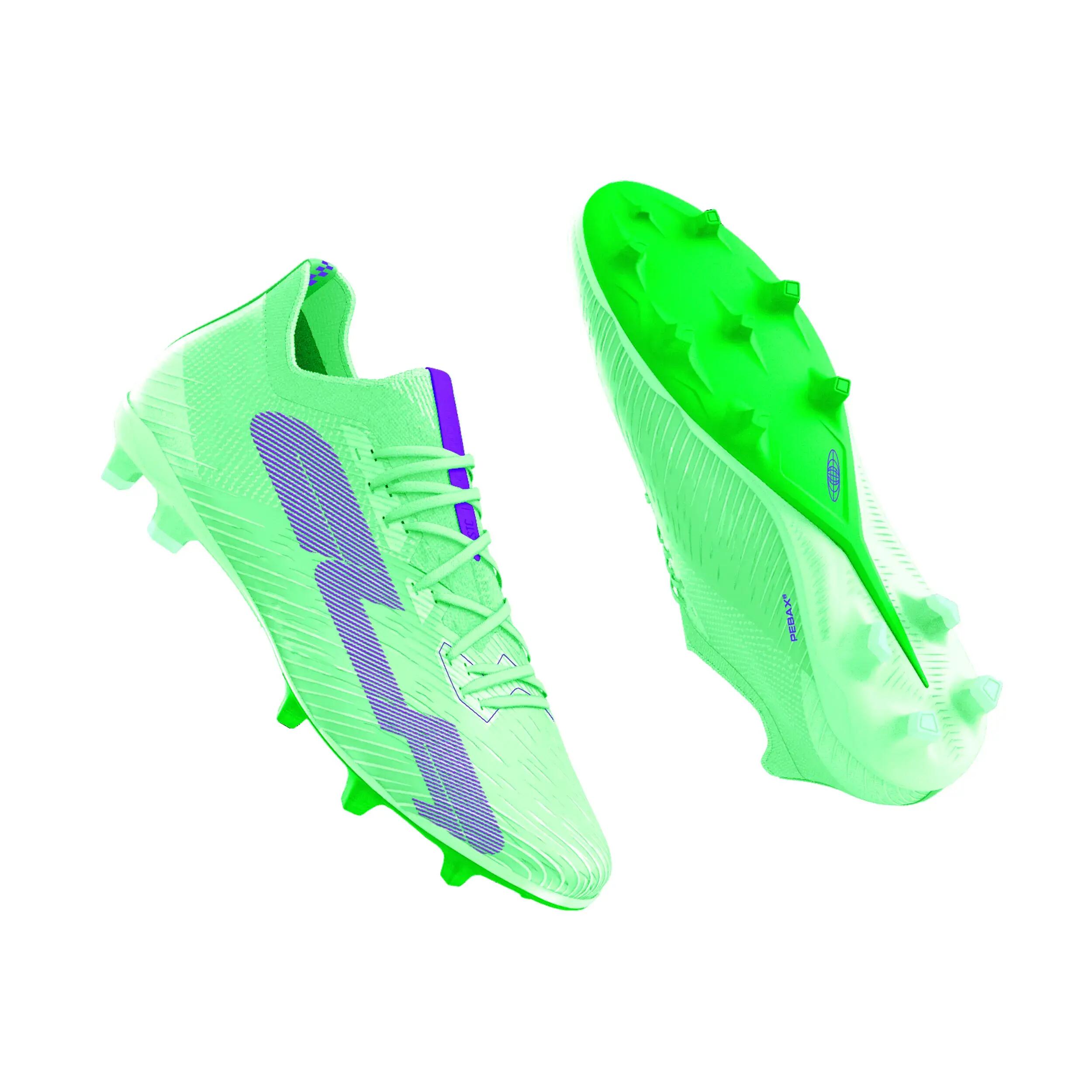 Guayos de fútbol terrenos secos para Adulto Kipsta verde neón 7/9