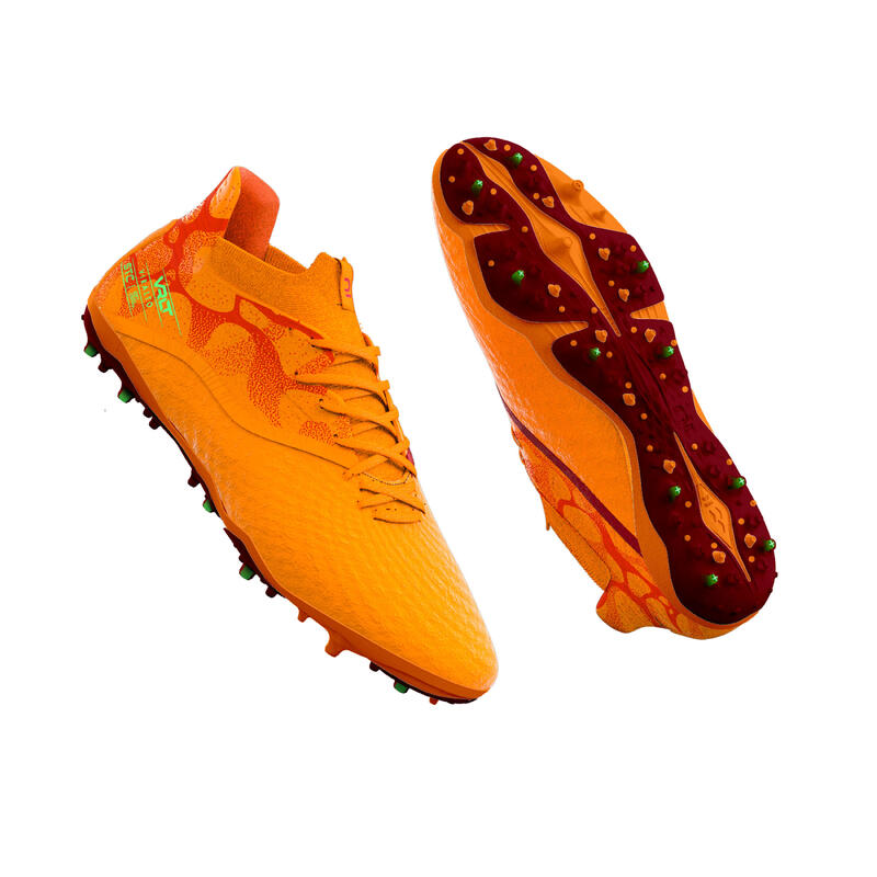 Buty do piłki nożnej dla dzieci Kipsta Viralto III MG/AG Mango sznurowane