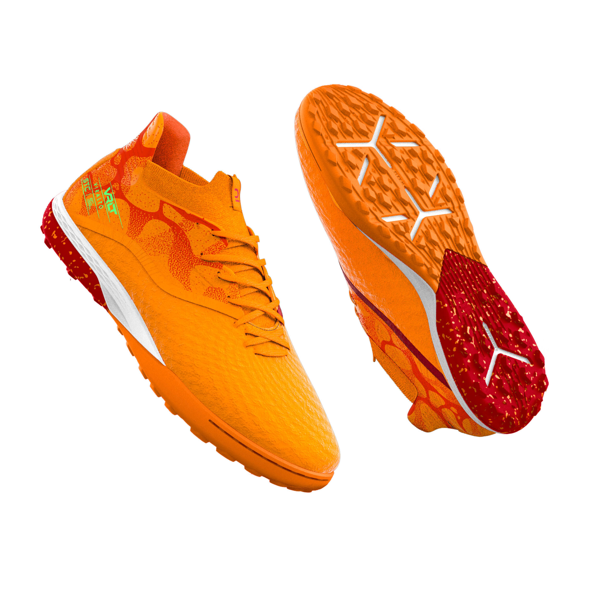 KIPSTA Kids' Lace-Up Football Boots Viralto III Turf TF - Mango