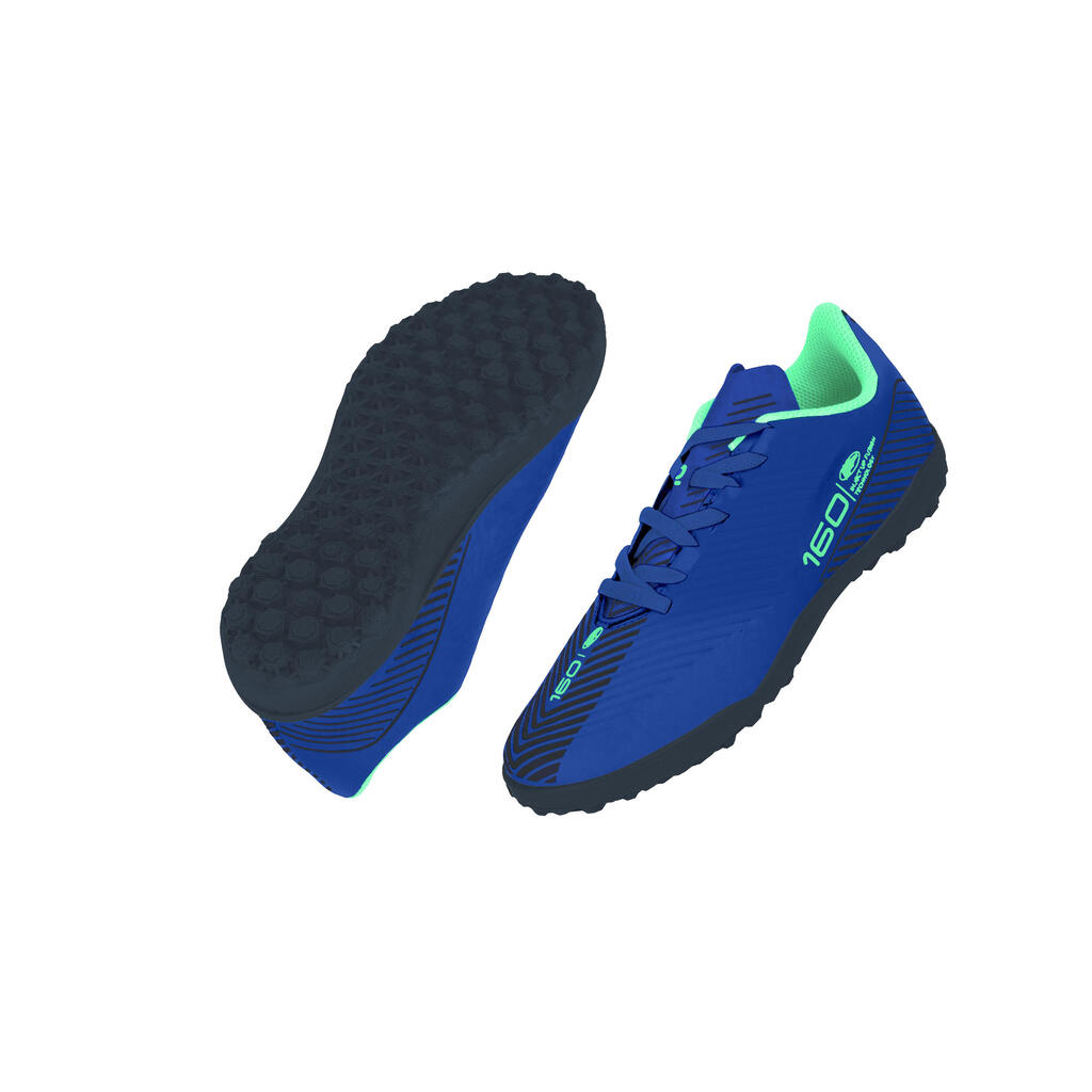 Kids' Lace-Up Football Boots 160 Turf - Blue