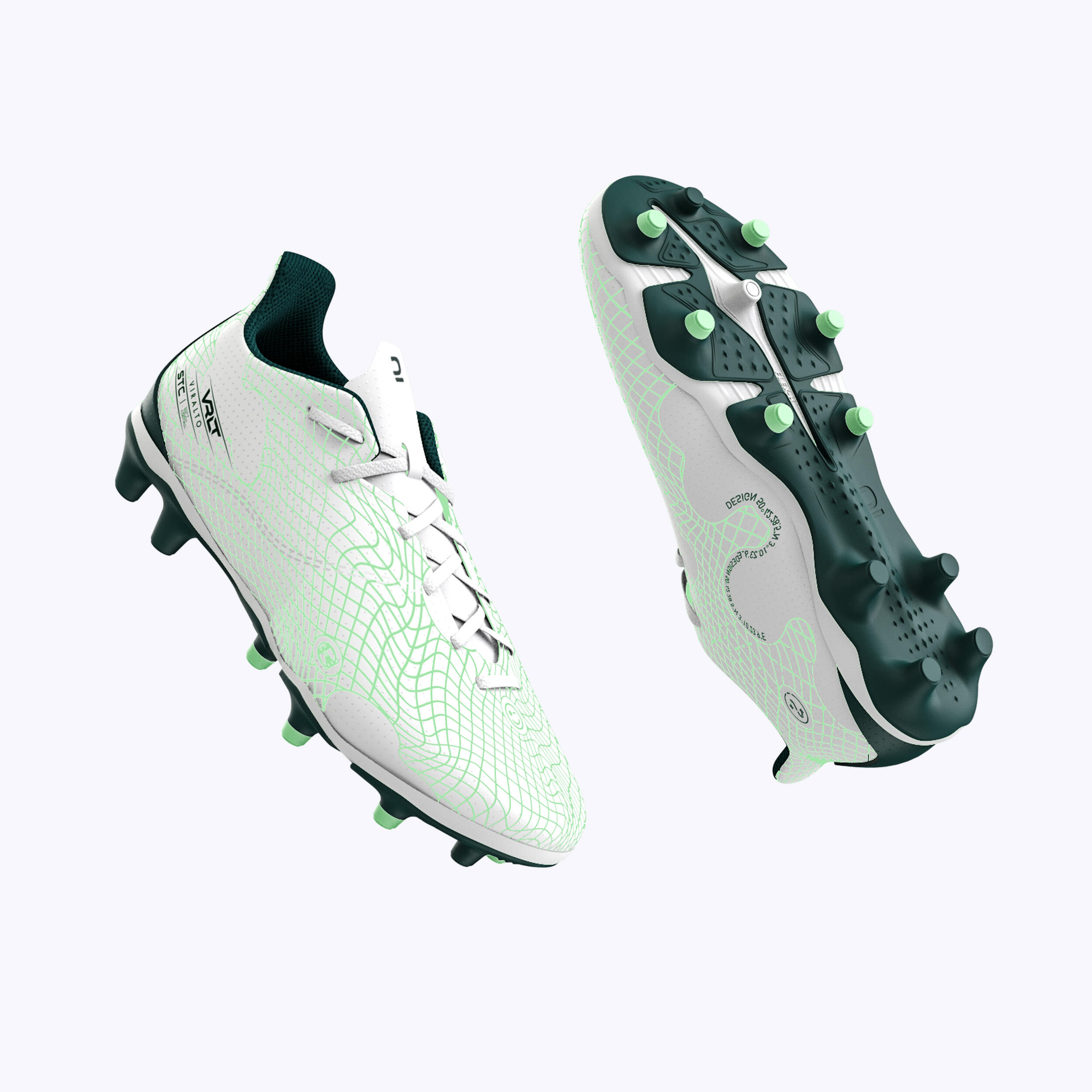 Kids' Lace-Up Football Boots Viralto I FG - Ice Green 1/6