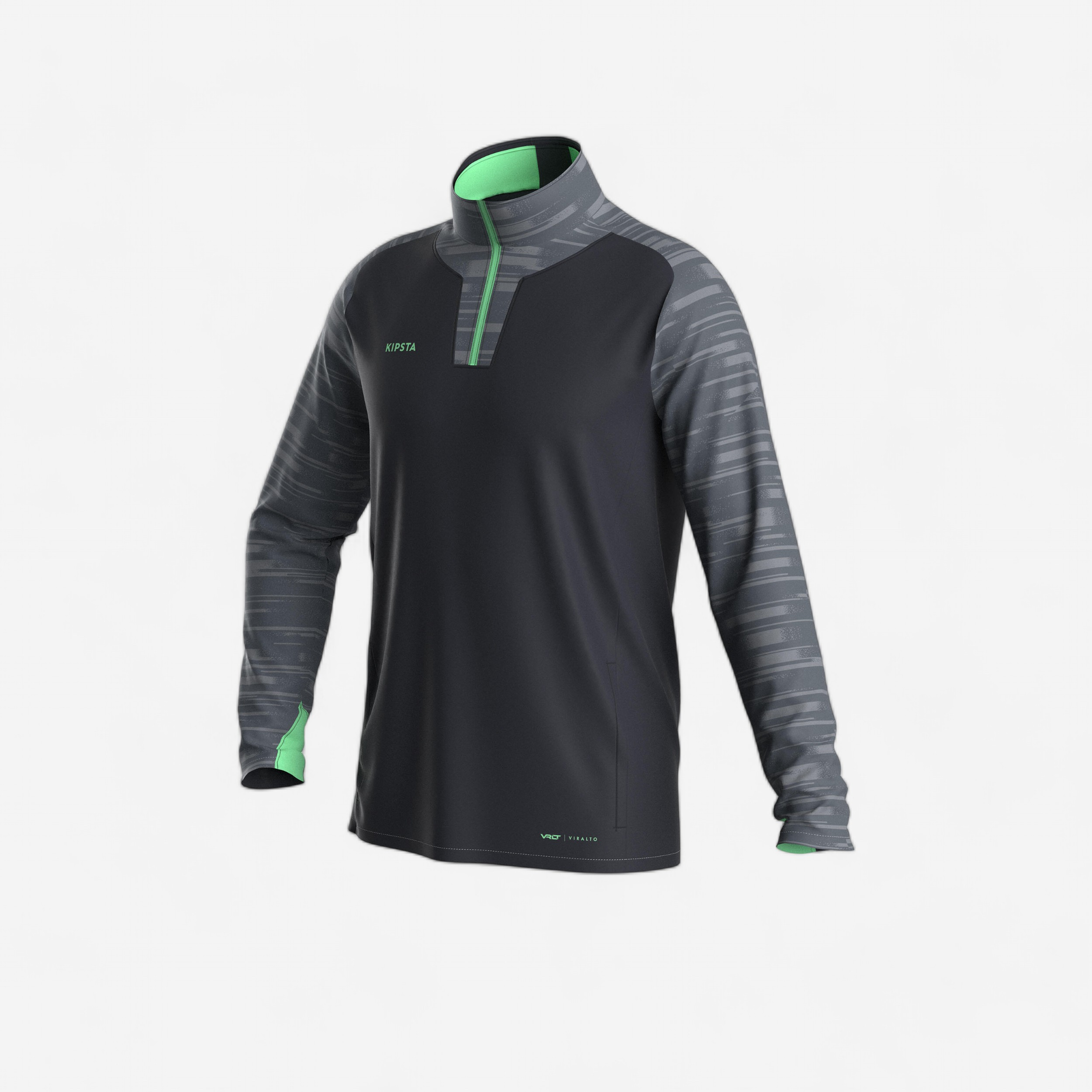 Sweat de football 1/2 zip VIRALTO PXL gris et vert