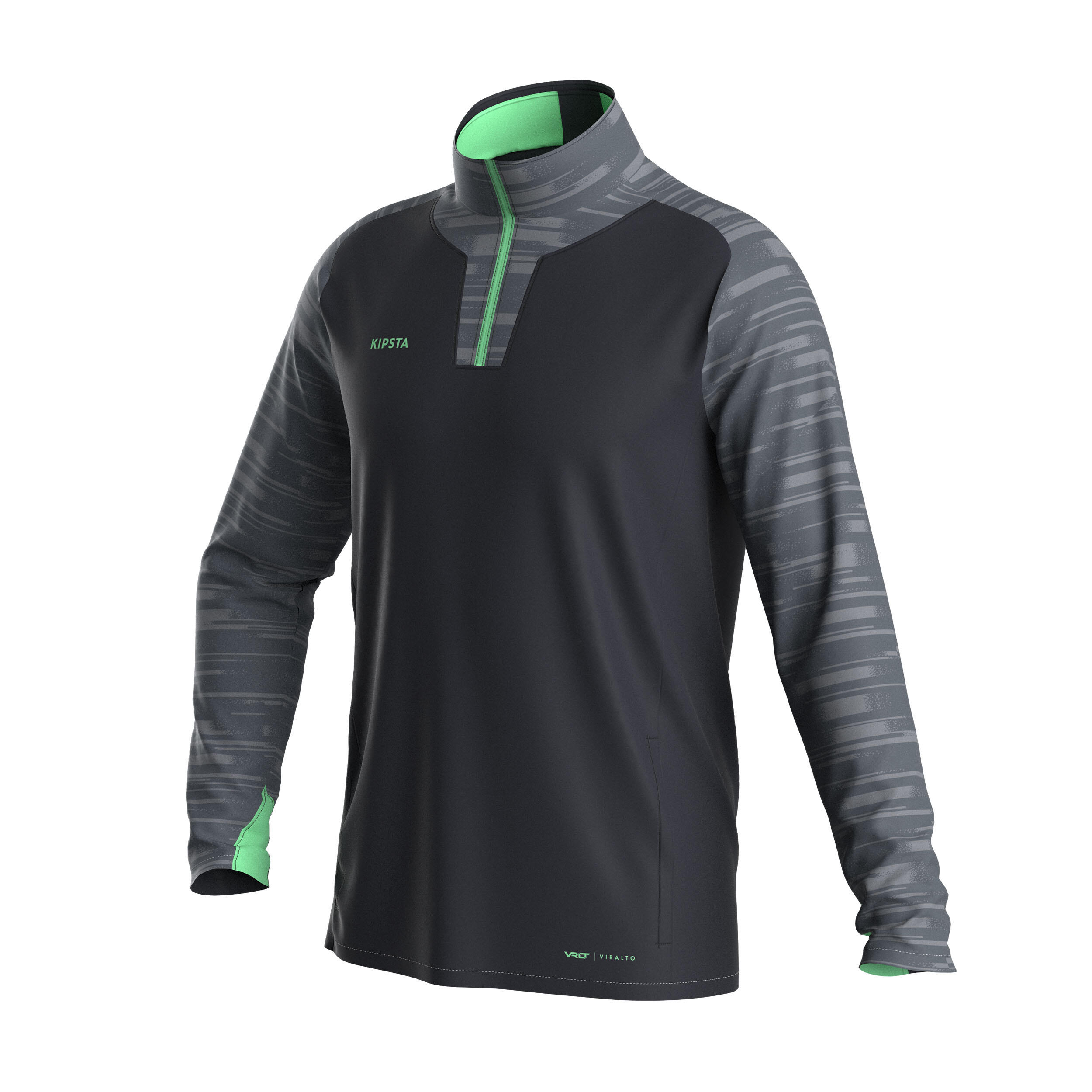 KIPSTA 1/2-Zip Football Sweatshirt Viralto PXL - Grey/Green