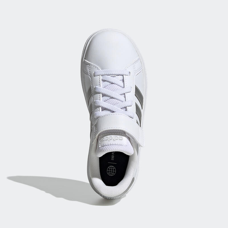 Dětské boty na suchý zip Adidas Grand Court perleťově bílé