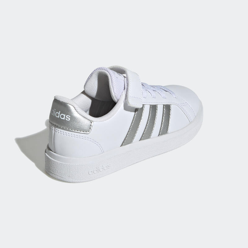 Dětské boty na suchý zip Adidas Grand Court perleťově bílé