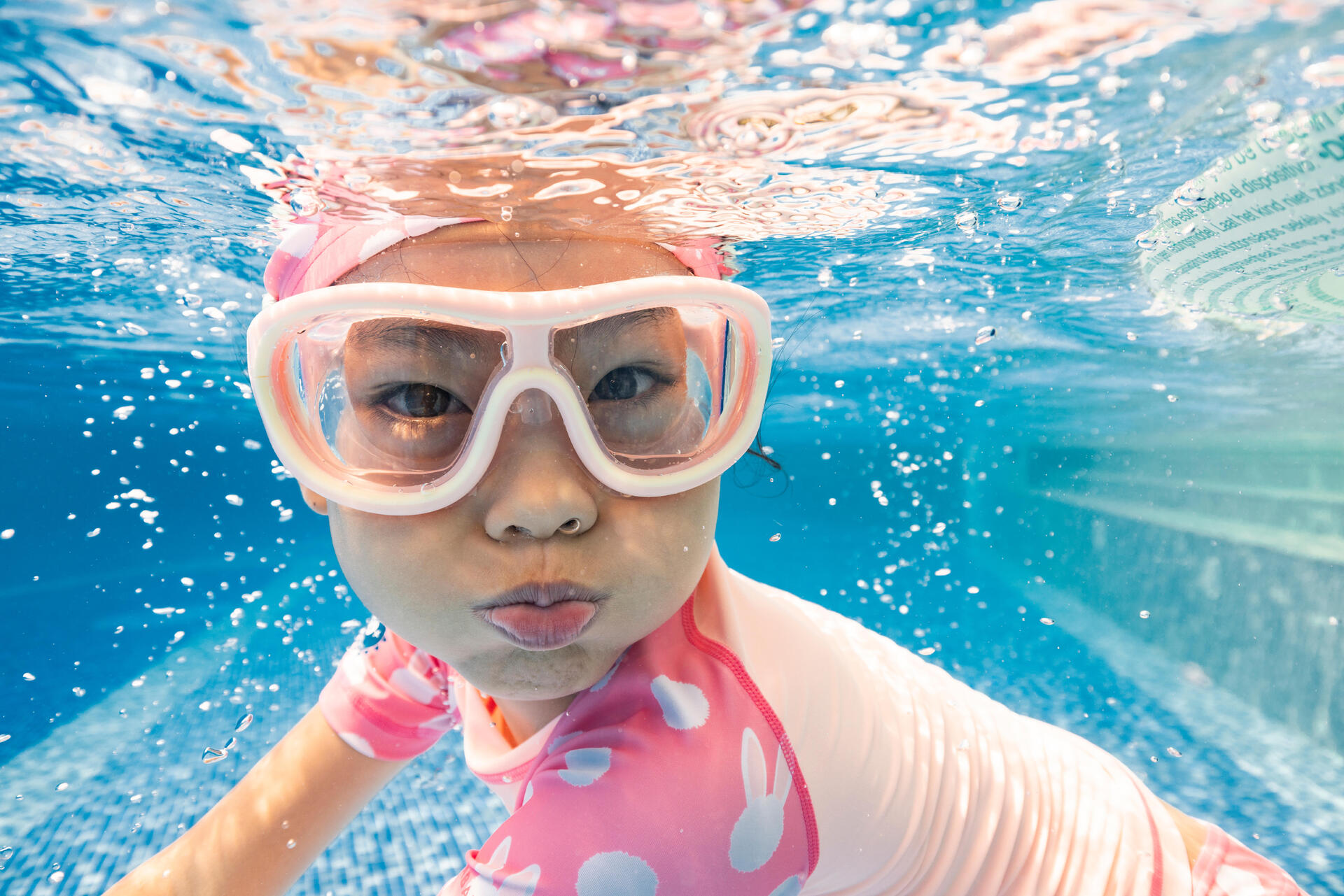 Swimming Mask Swimdow V2 Size S Asian Fit Clear Lenses Pink