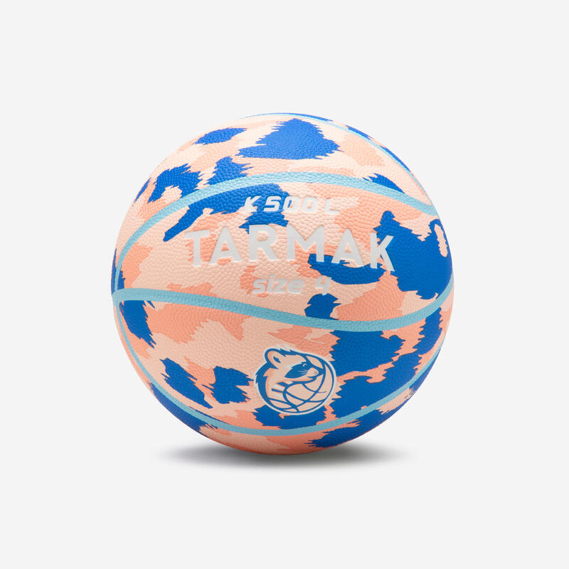 Balón de baloncesto Talla 4 Tarmak K500 Play azul rojo. Para niños en iniciación