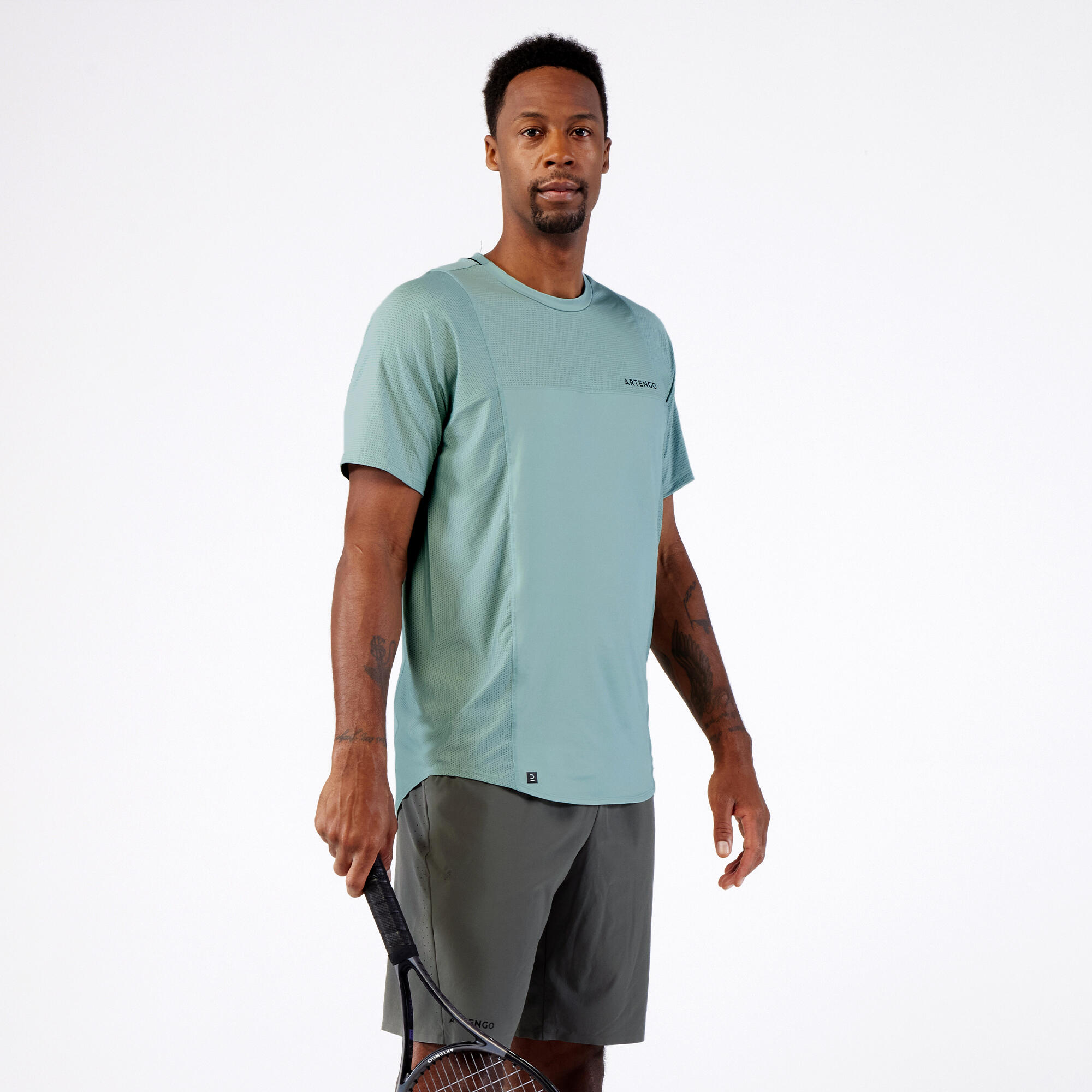 T-shirt tennis uomo DRY Gaël Monfils verde-grigio 8/10