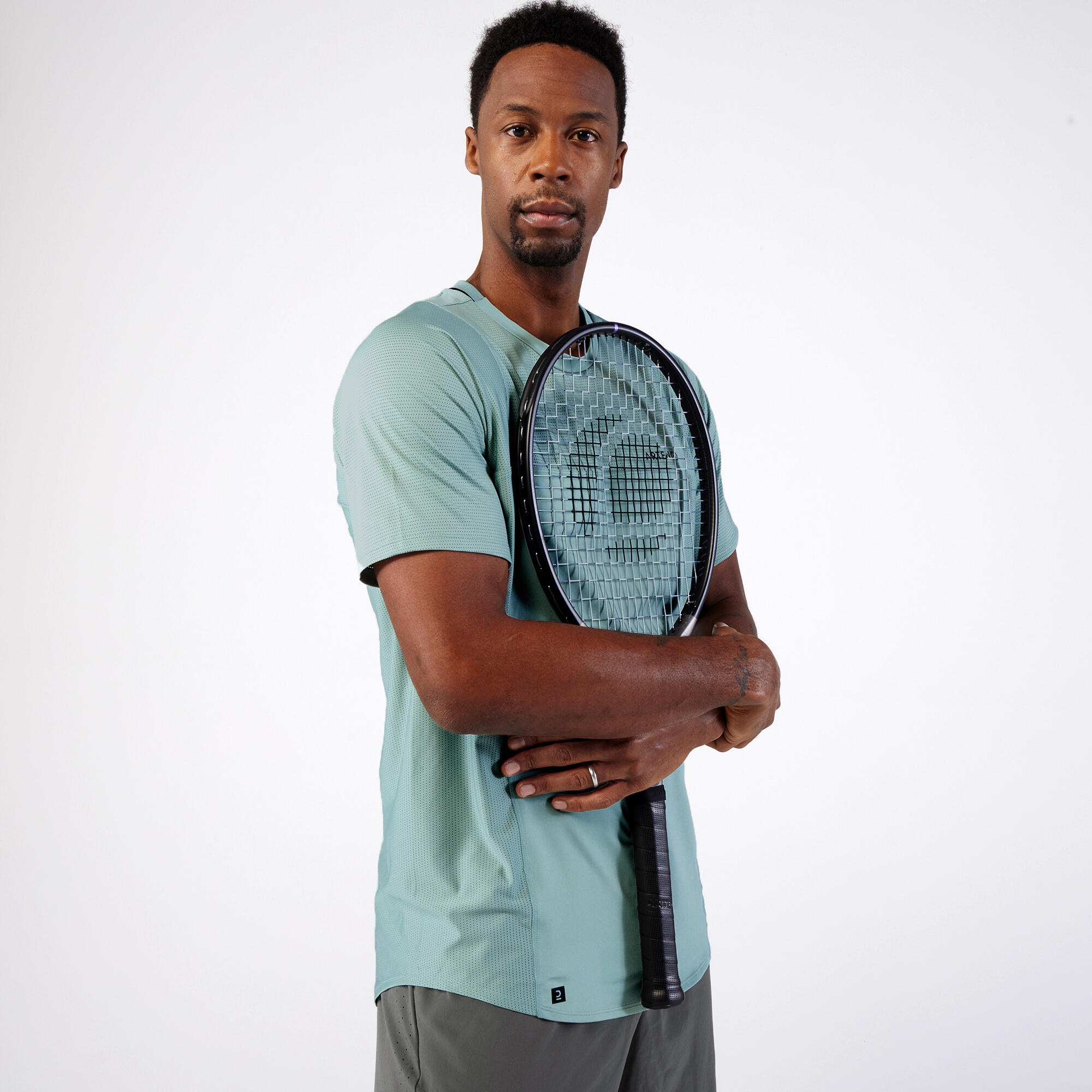 T-shirt tennis uomo DRY Gaël Monfils verde-grigio 6/10
