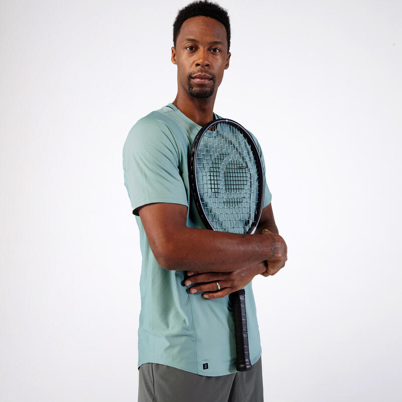 T-shirt tennis uomo DRY Gaël Monfils verde-grigio