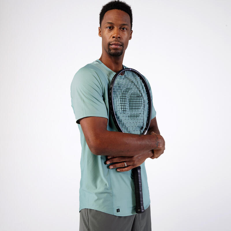 Tennisshirt met korte mouwen voor heren DRY grijsgroen Gaël Monfils