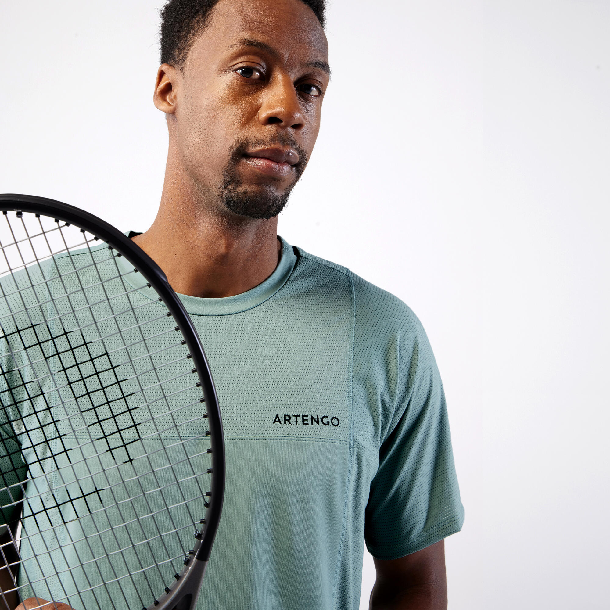 T-shirt tennis uomo DRY Gaël Monfils verde-grigio 5/10