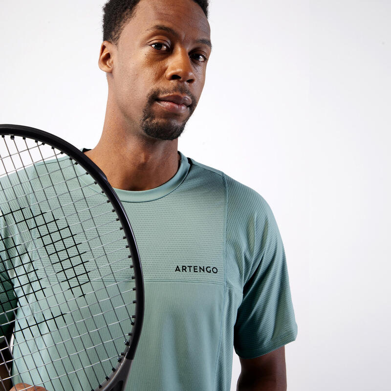 Erkek Kısa Kollu Tenis Tişörtü - Bakır Yeşili - Dry - Gaël Monfils