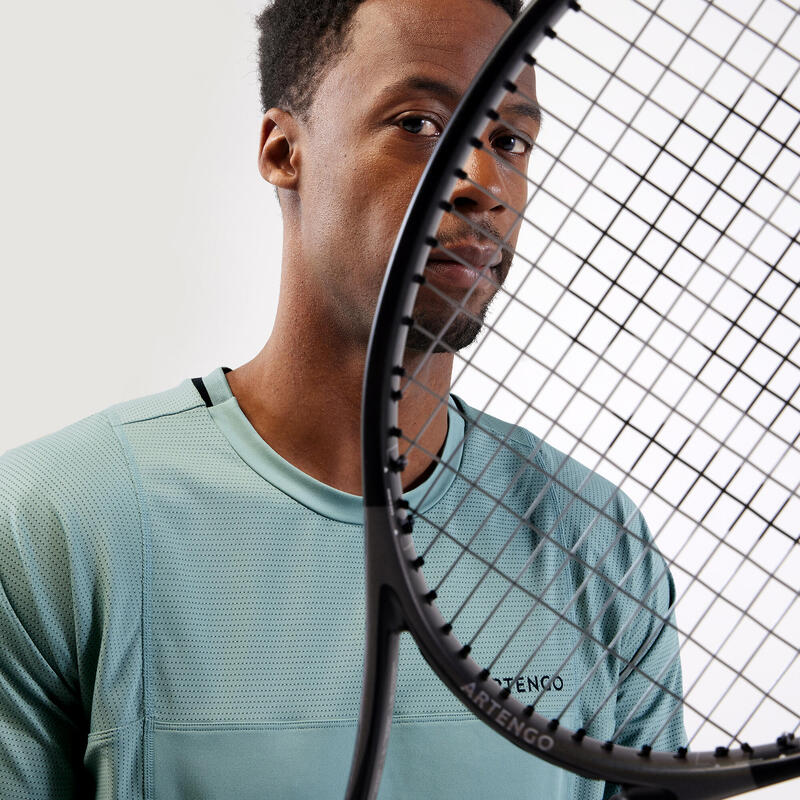 T-shirt tennis manches courtes homme - Artengo DRY vert de gris Gaël Monfils