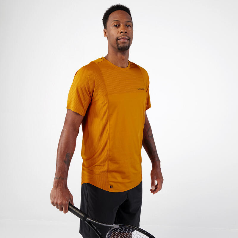 Camiseta de tenis manga corta hombre - Artengo DRY ocre Gaël Monfils