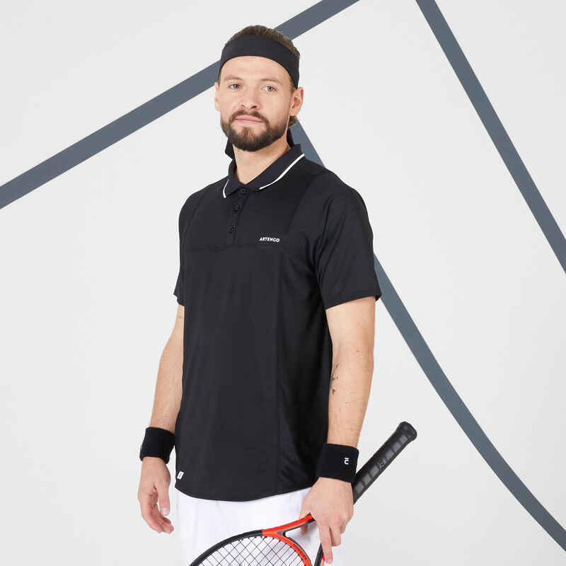 Herren Tennis Poloshirt - DRY schwarz