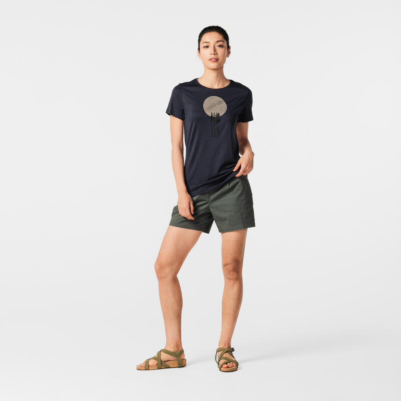 女款羊毛登山健行短袖 T 恤 TRAVEL 500