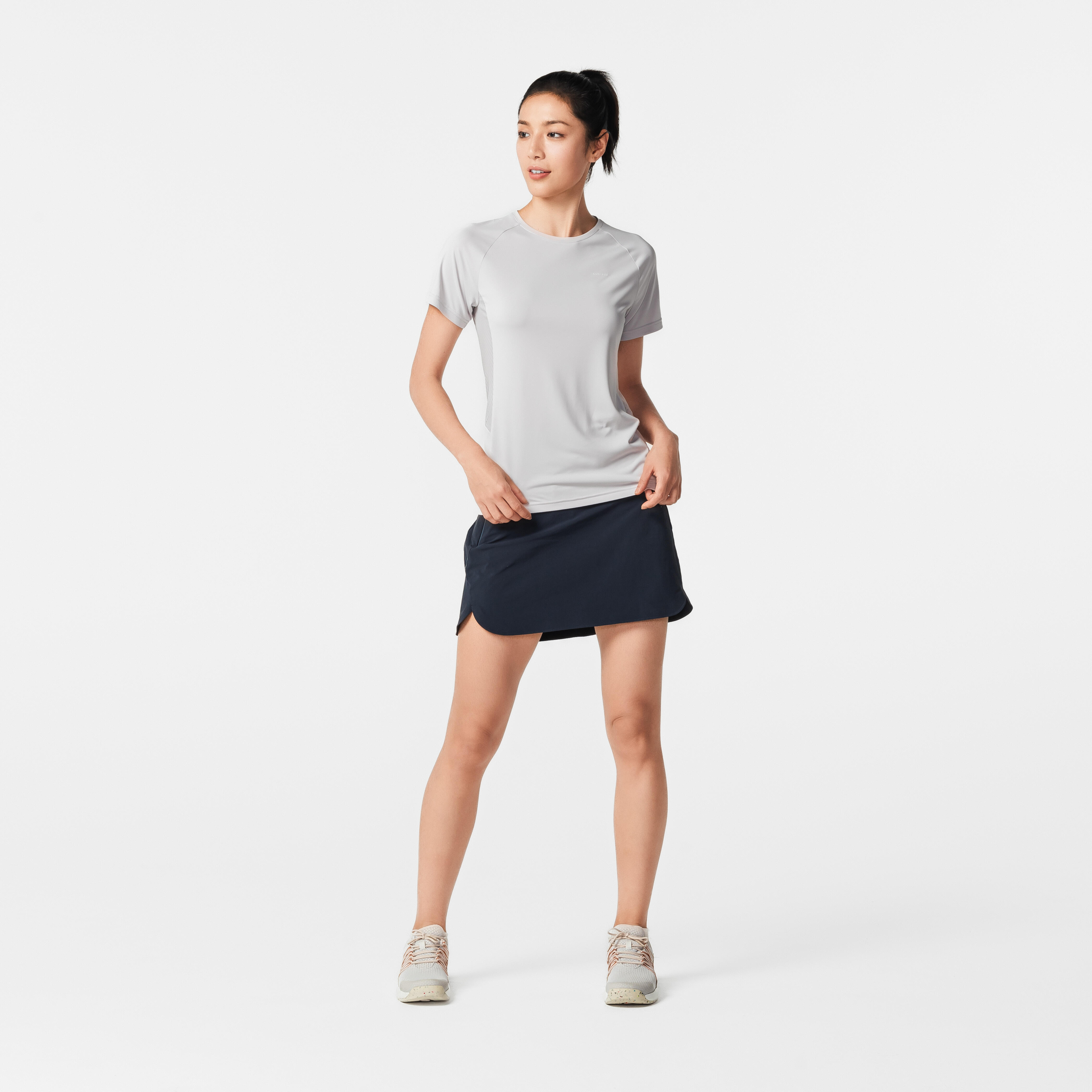 Women Dry Fit Skort with Pocket Dark Blue MH500