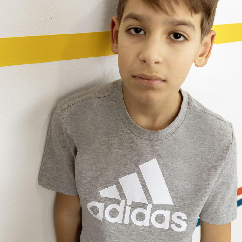 Camiseta Adidas Niños Gris Blanco Estampada Logotipo