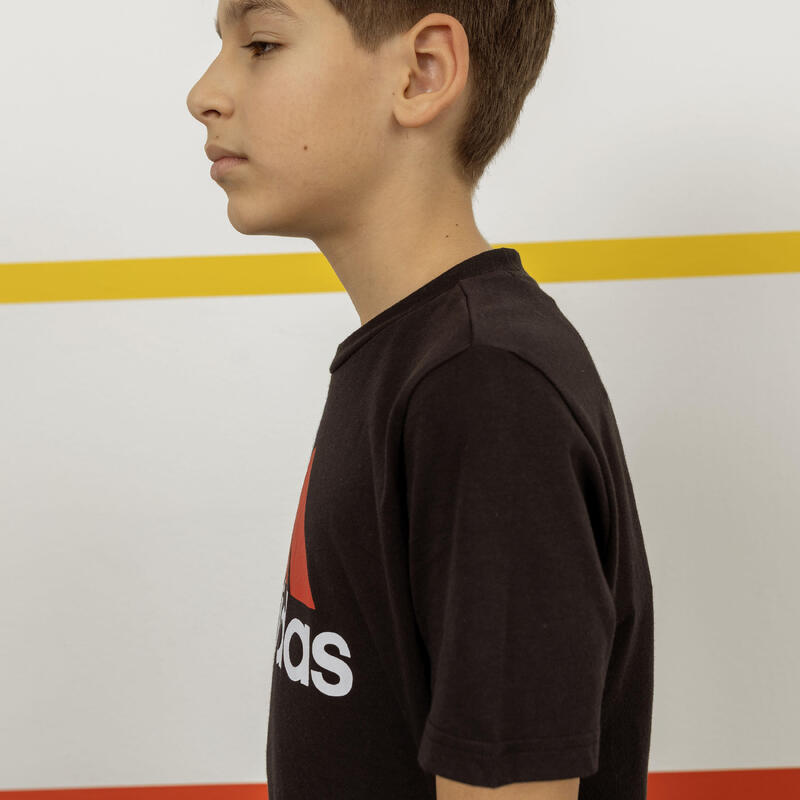 T-shirt de Ginástica Criança Preto com Logótipo Vermelho