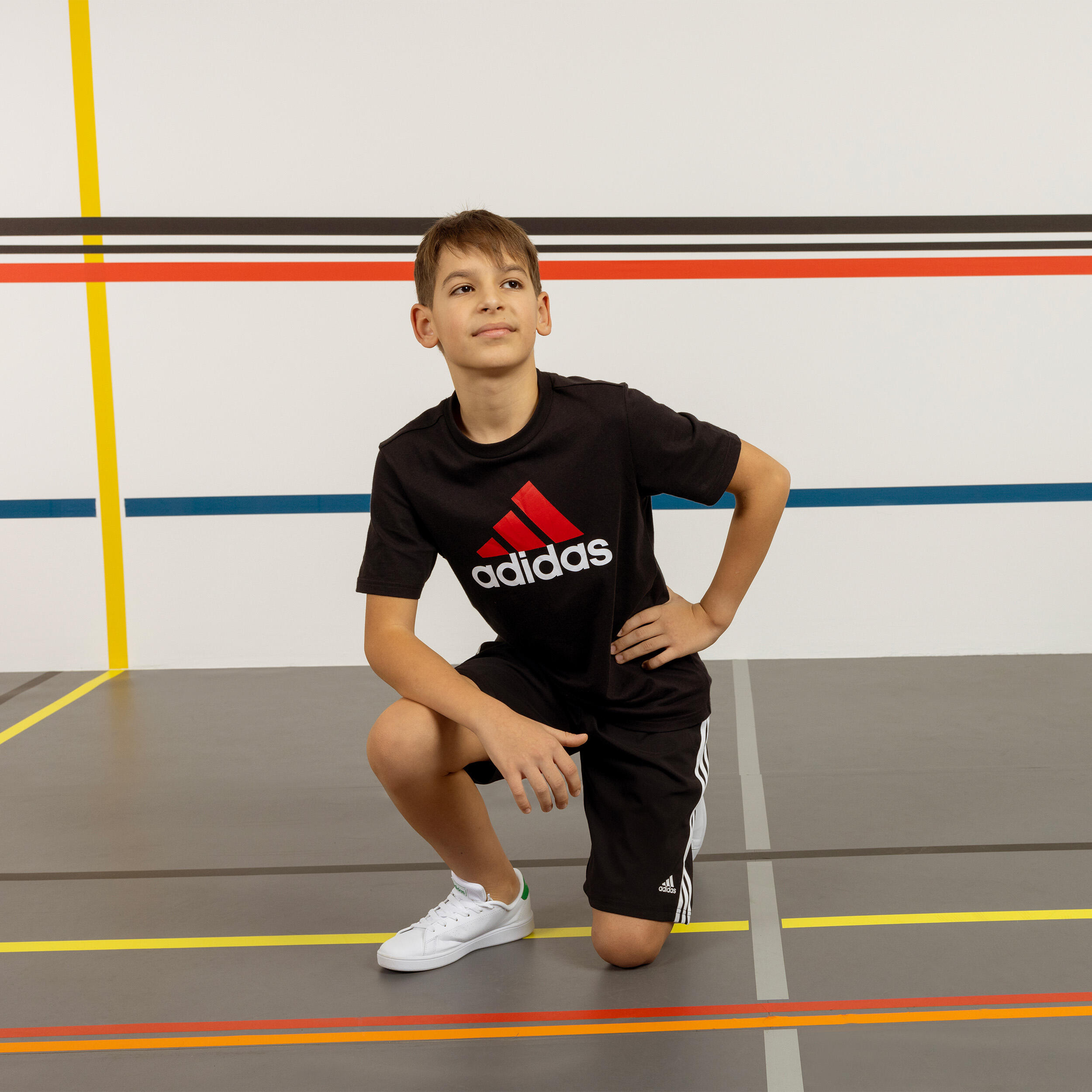 Pantalón Corto Adidas Niños Negro 3 Bandas 4/12