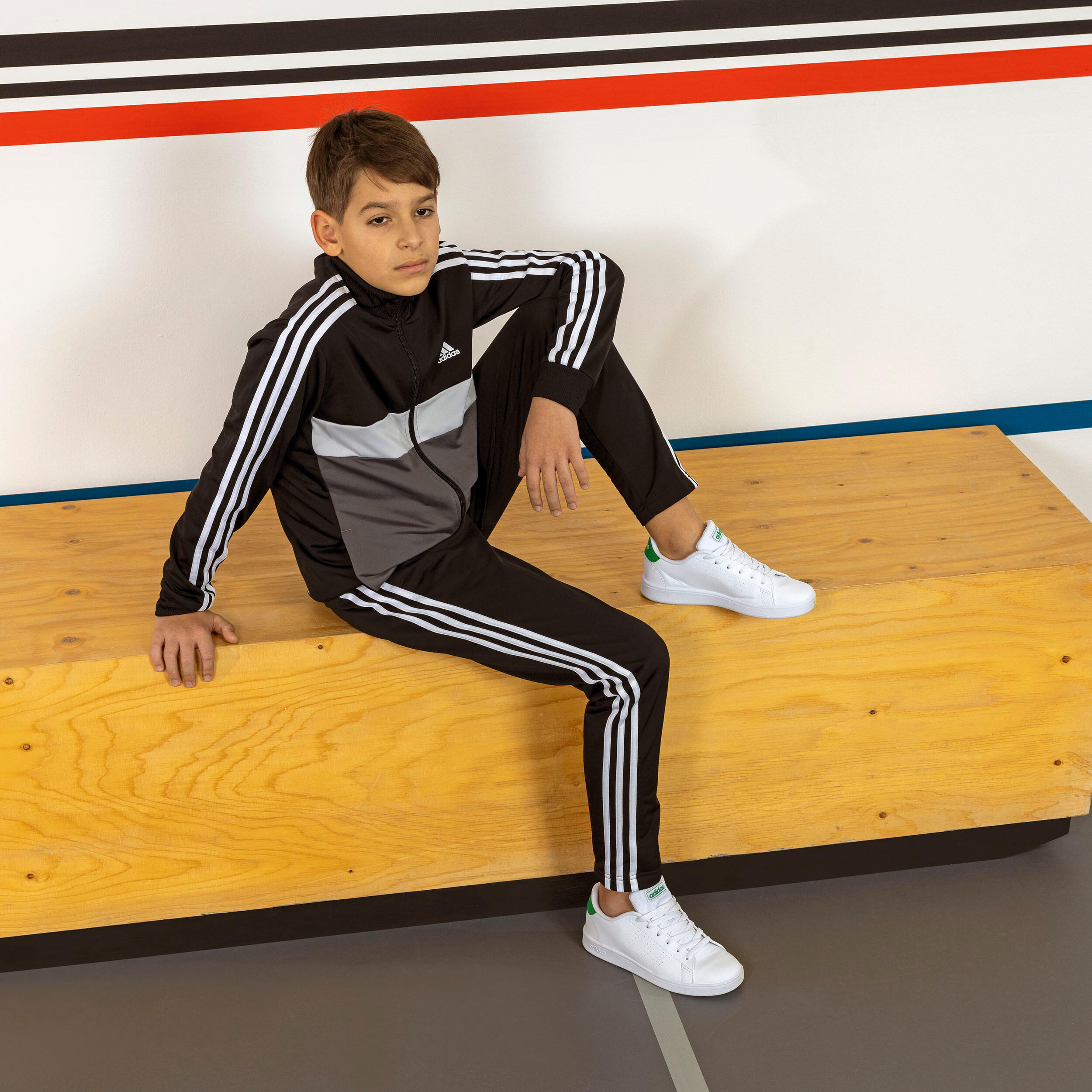 Children's colorblock tracksuit adidas black