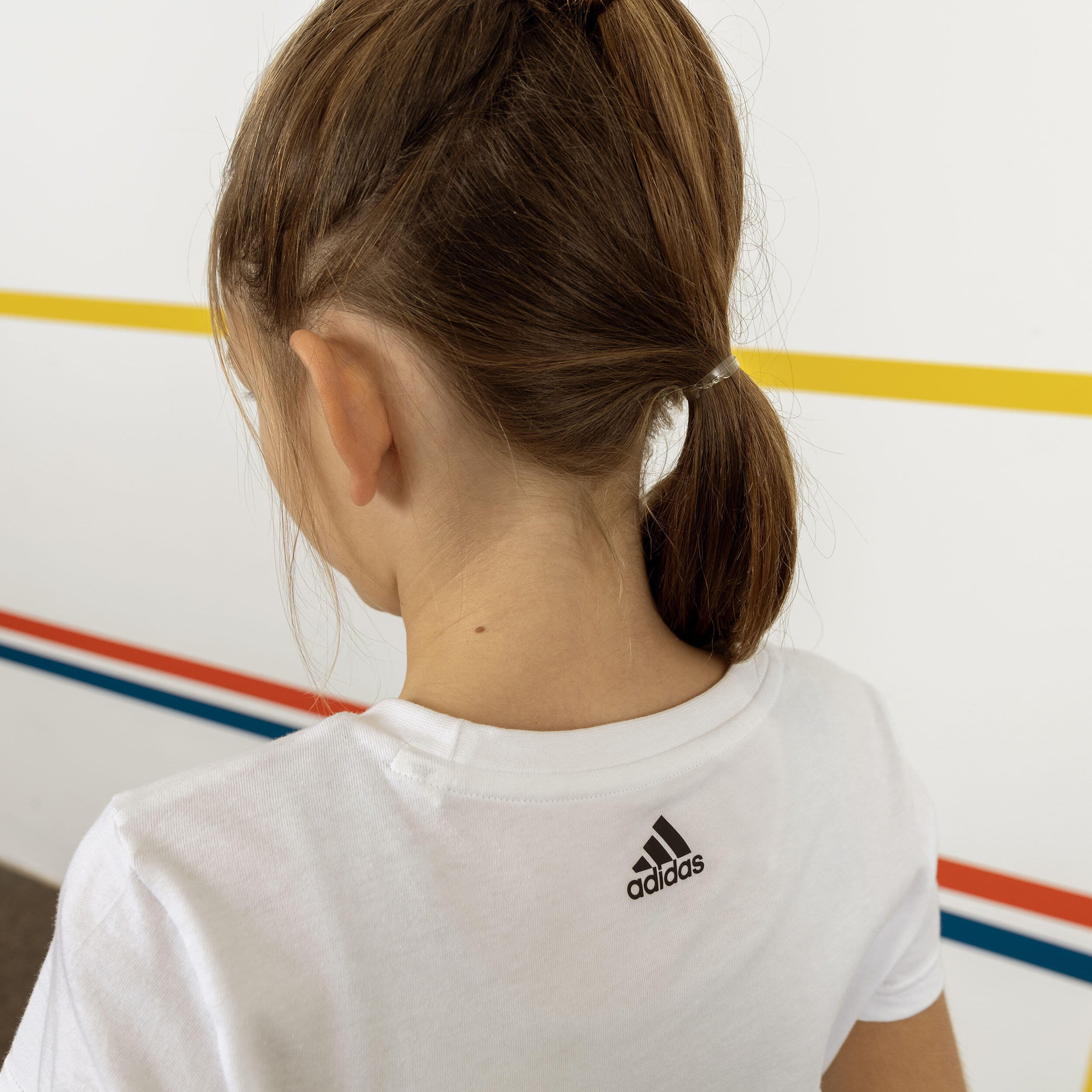 T-shirt adidas fille - blanc logo noir 8/12