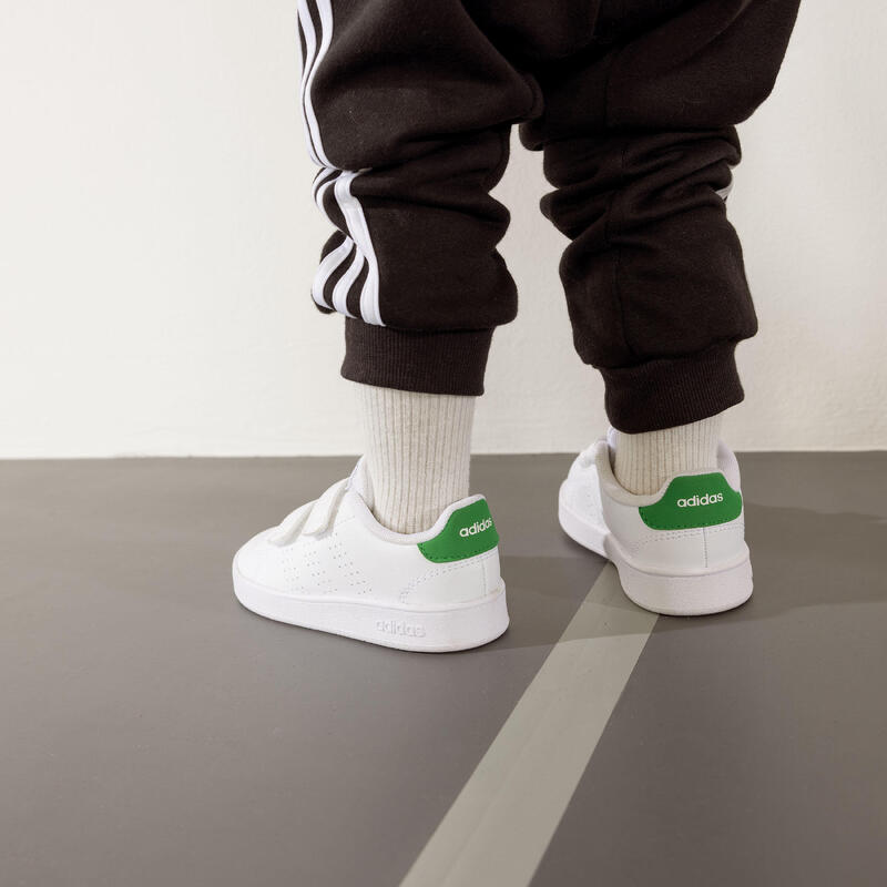 Baskets à scratch bébé - ADIDAS ADVANTAGE blanc/vert