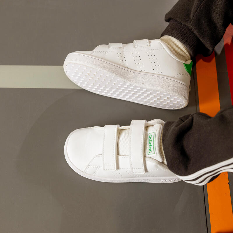 Baskets à scratch bébé - ADIDAS ADVANTAGE blanc/vert