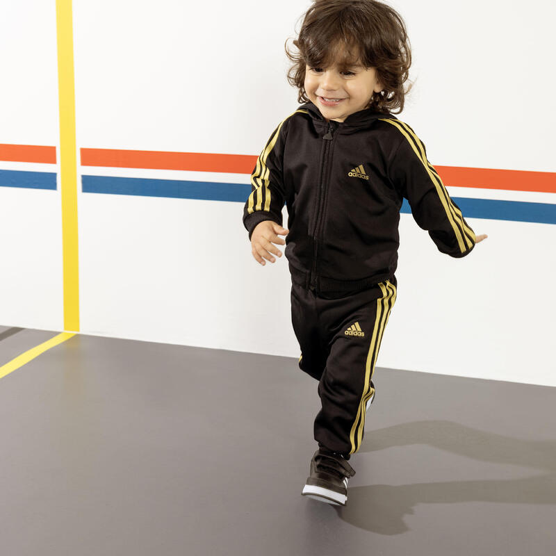 Tuta ADIDAS bambino ginnastica poliestere nero/oro da 1 a 5/6 anni