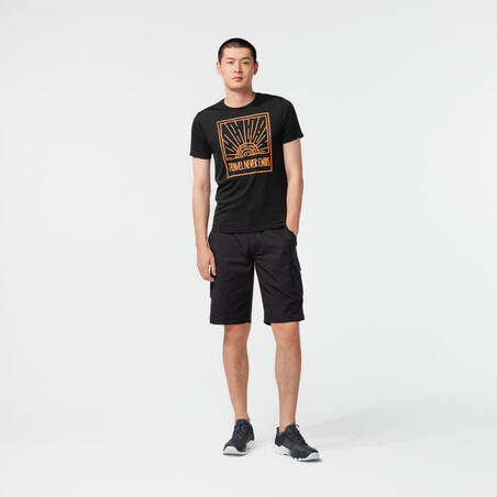 T-shirt lengan pendek Wol Hiking Pria - TRAVEL 500