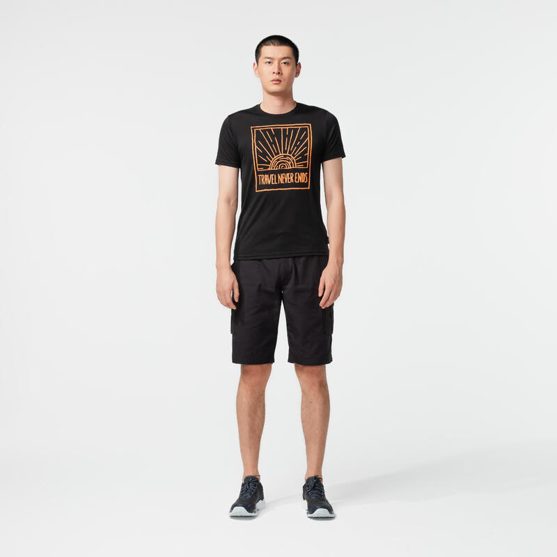 男款羊毛登山健行短袖 T 恤 TRAVEL 500
