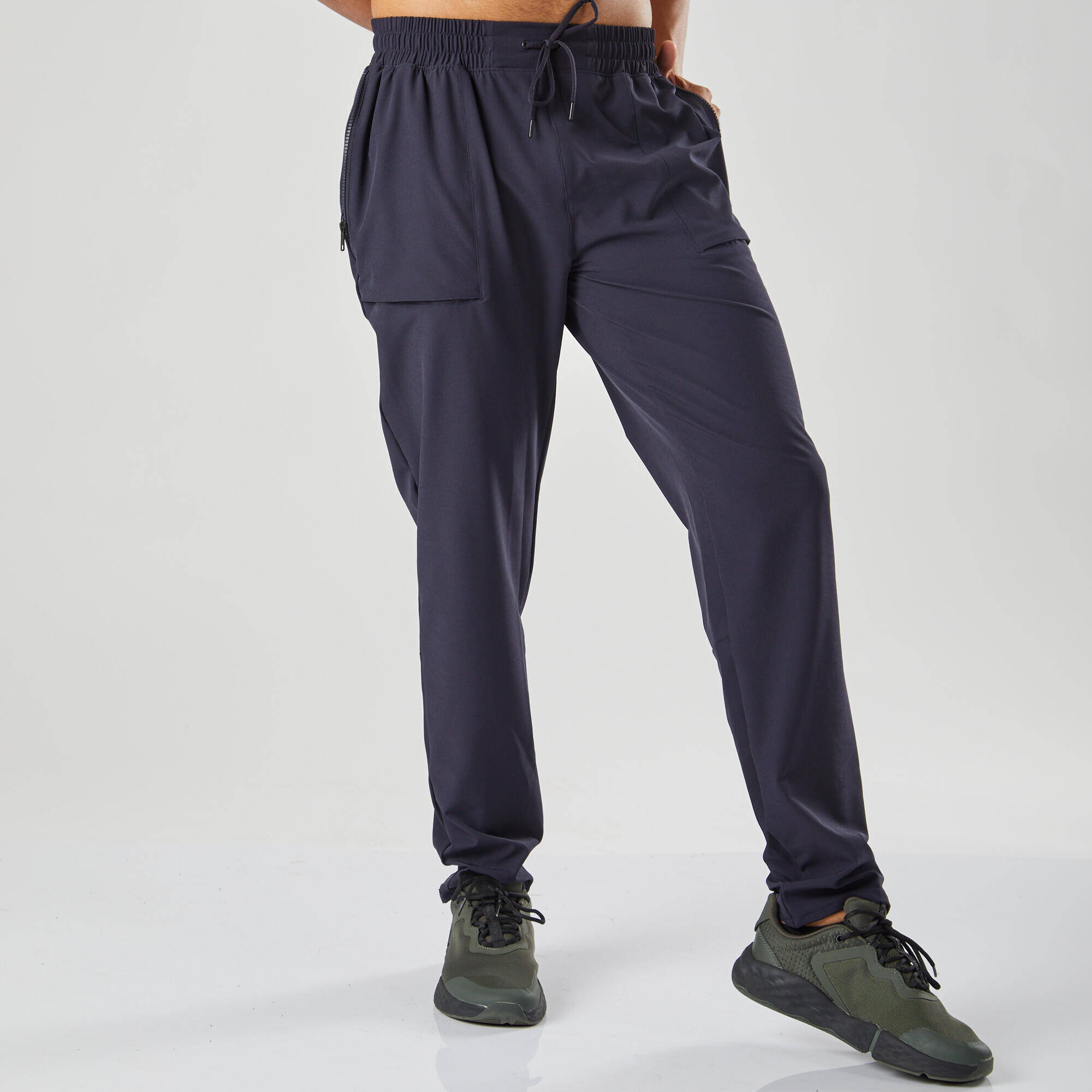 Men Gym Trackpant Convertible, Jog Fit, Quick Dry, Zip Pockets, 500 - Blue -  4