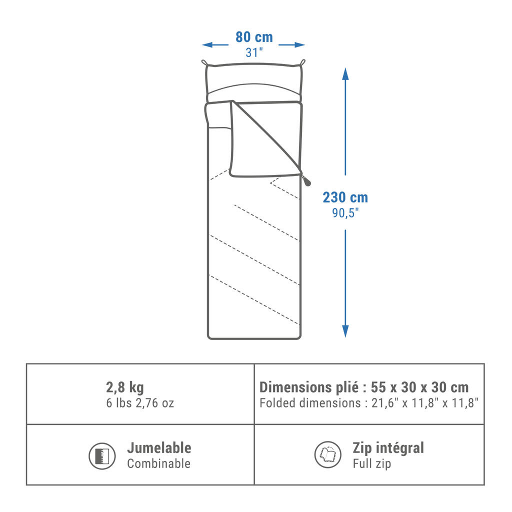 Miegmaišis „Arpenaz 0° Cotton“ medvilninis, juodas