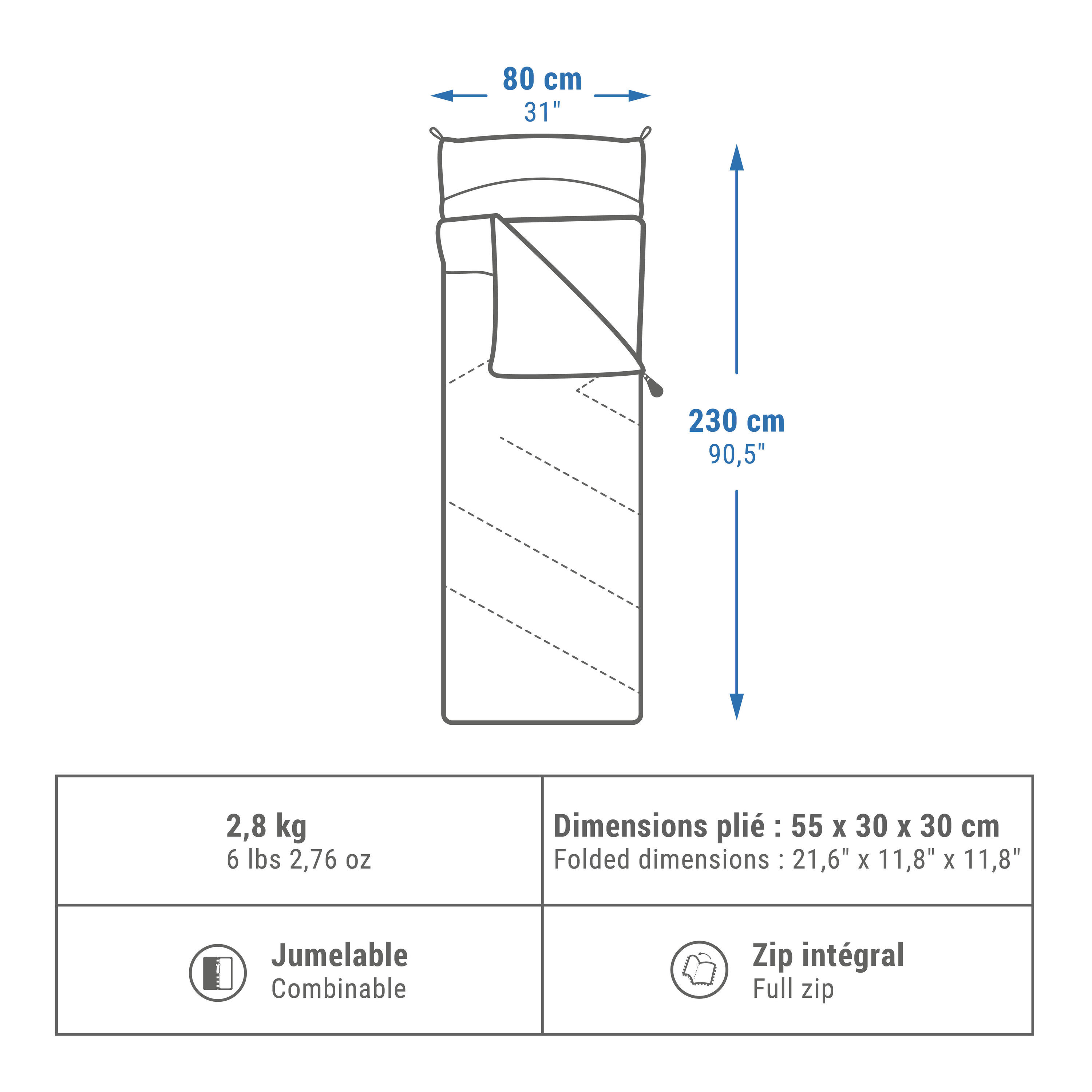 COTTON SLEEPING BAG FOR CAMPING - ARPENAZ 0° COTTON 2/6