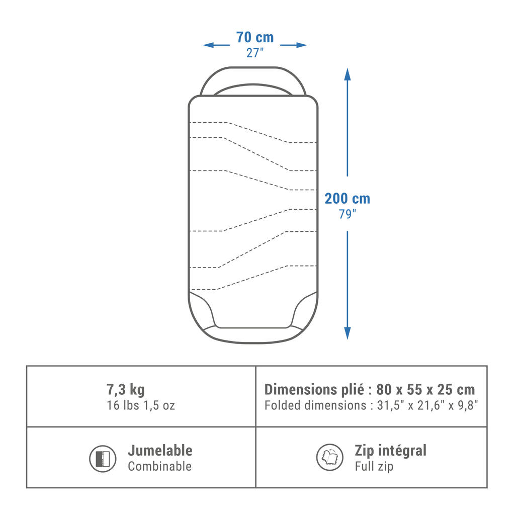 Medvilninis miegmaišis su kilimėliu „Perfect Sleep 0°C Cotton“, juodas