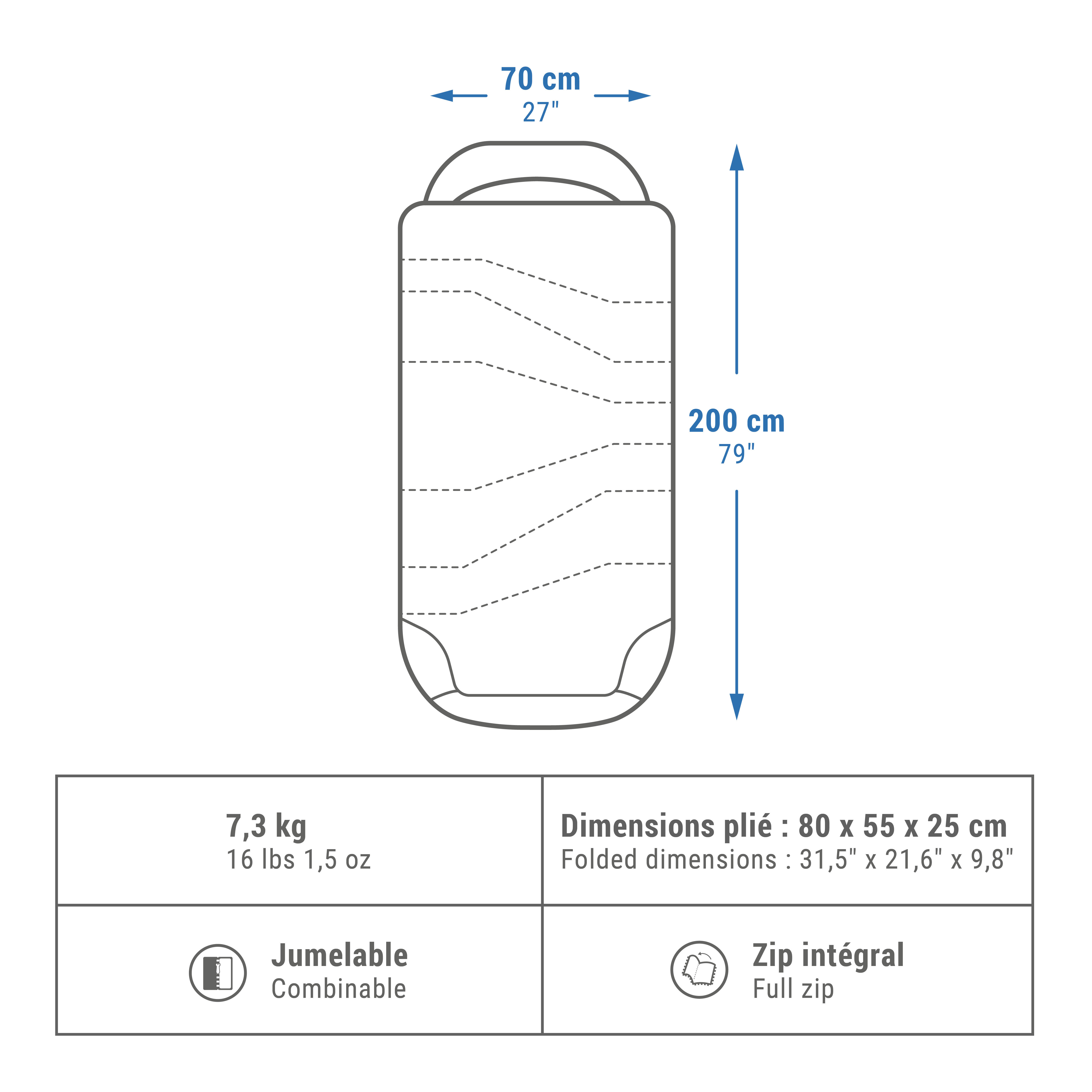 QUECHUA Bavlnený kempingový spací vak 2v1 Perfect Sleep 5°C bez · záber 3