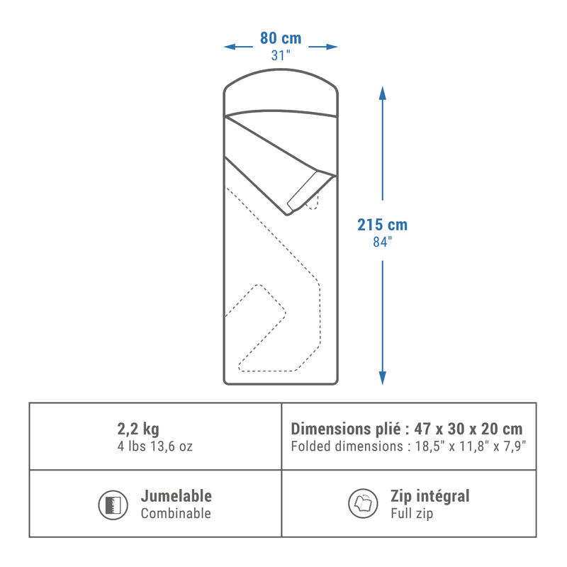 Slaapzak voor kamperen Arpenaz 0°