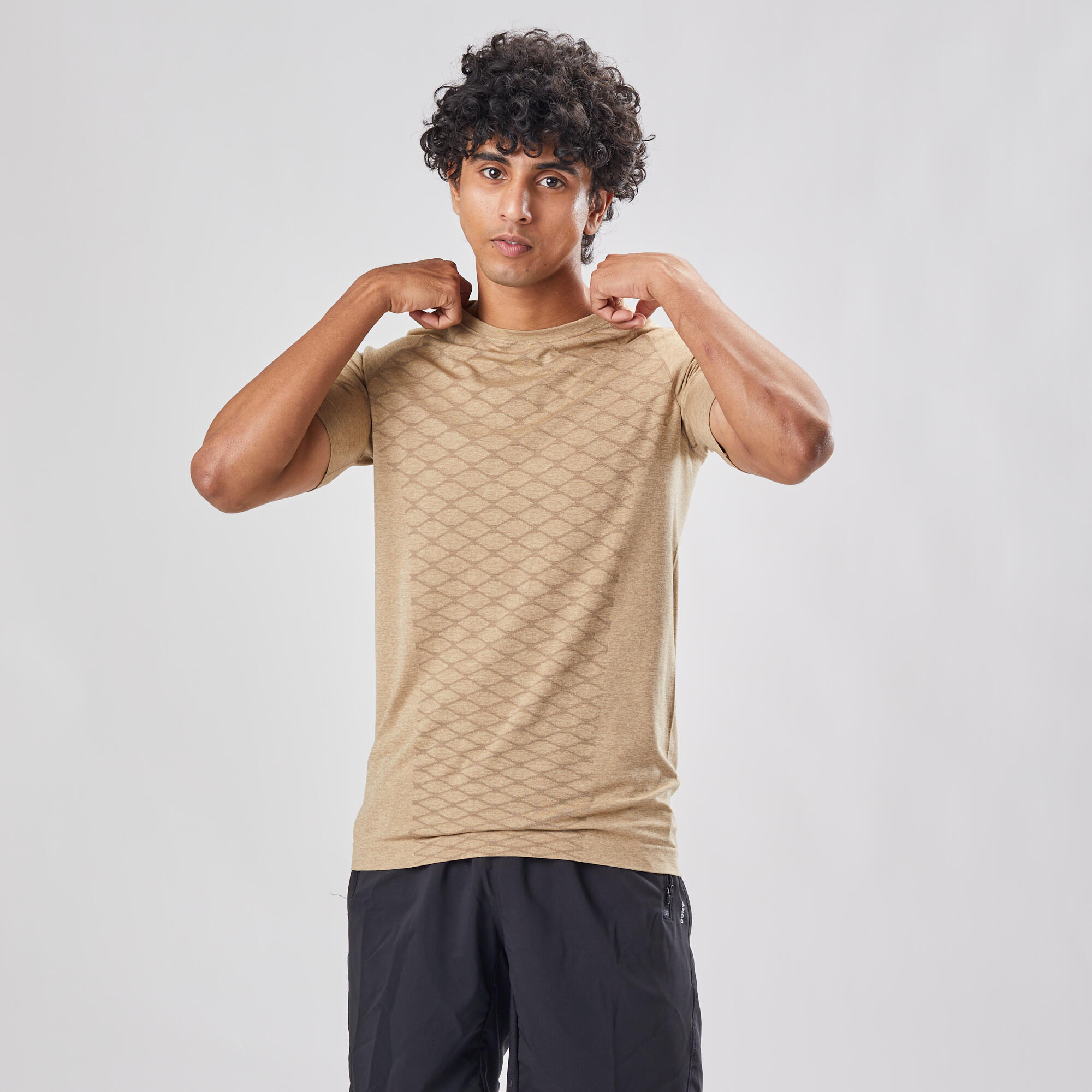 Buy Men Polyester Seamless Advance Gym T-Shirt - Mottled Grey