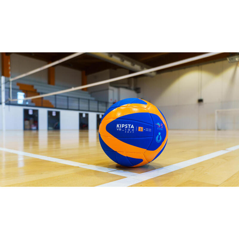 Ballon de Volley-Ball V100 Soft 230-250 g - Bleu/Orange/Fédération Italienne de Volley-Ball FIPAV